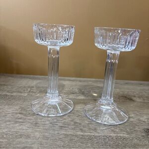 Shannon Crystal Designs of Ireland: 2 Candle Holders 7”     3A